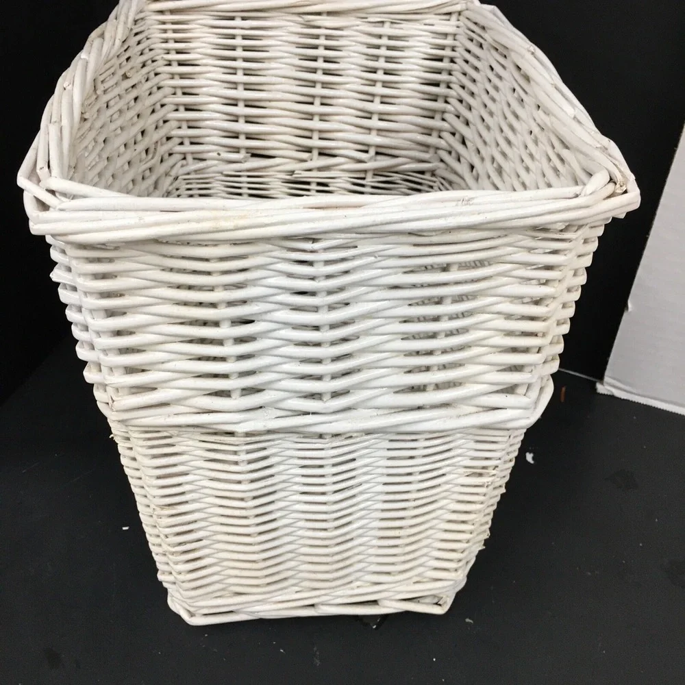 Wicker Wastebasket Garbage Can Shabby Chic Style Cottage Rectangular 11